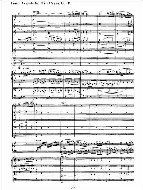 C大调钢琴第一协奏曲 Op.15 第一乐章-钢琴谱