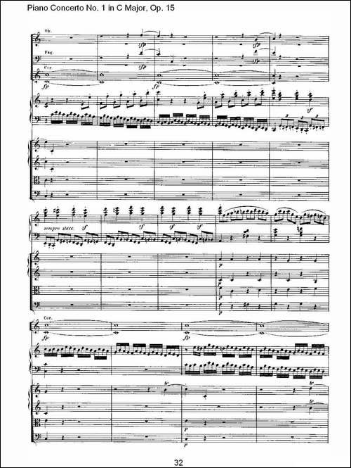 C大调钢琴第一协奏曲 Op.15 第一乐章-钢琴谱