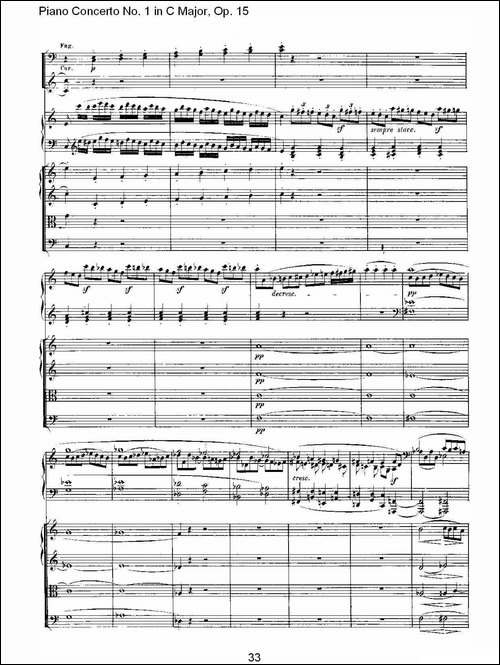 C大调钢琴第一协奏曲 Op.15 第一乐章-钢琴谱