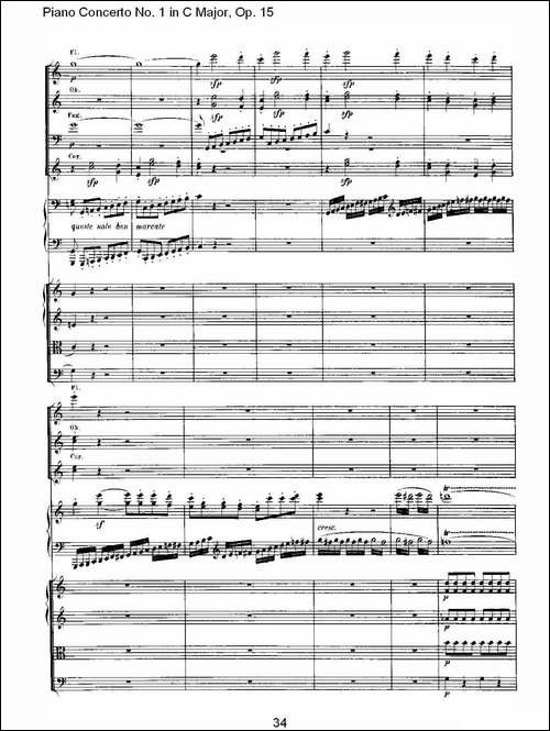 C大调钢琴第一协奏曲 Op.15 第一乐章-钢琴谱
