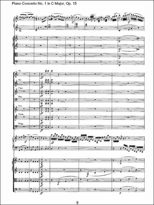 C大调钢琴第一协奏曲 Op.15 第一乐章-钢琴谱