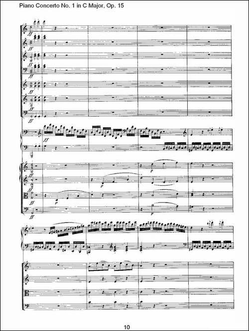 C大调钢琴第一协奏曲 Op.15 第一乐章-钢琴谱