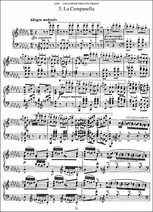 李斯特六首帕格尼尼练习曲之-三-钢琴谱