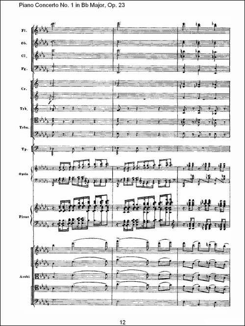 Bb大调第一钢琴协奏曲,Op.23第一乐章第一部-一-钢琴谱
