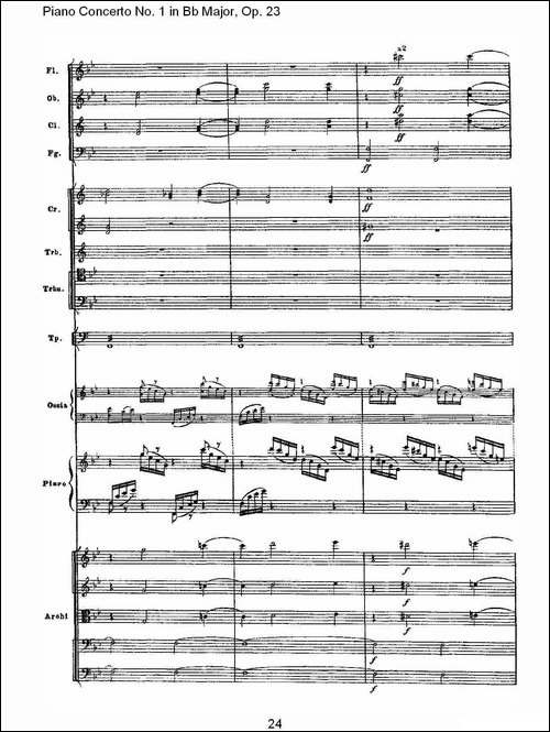 Bb大调第一钢琴协奏曲,Op.23第一乐章第二部-一-钢琴谱