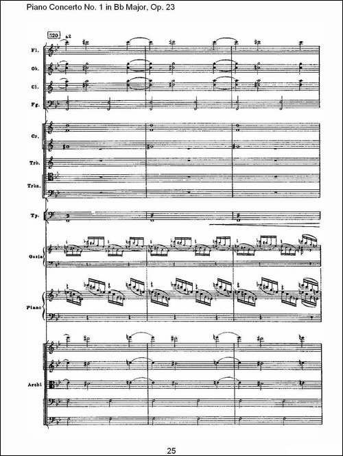 Bb大调第一钢琴协奏曲,Op.23第一乐章第二部-一-钢琴谱