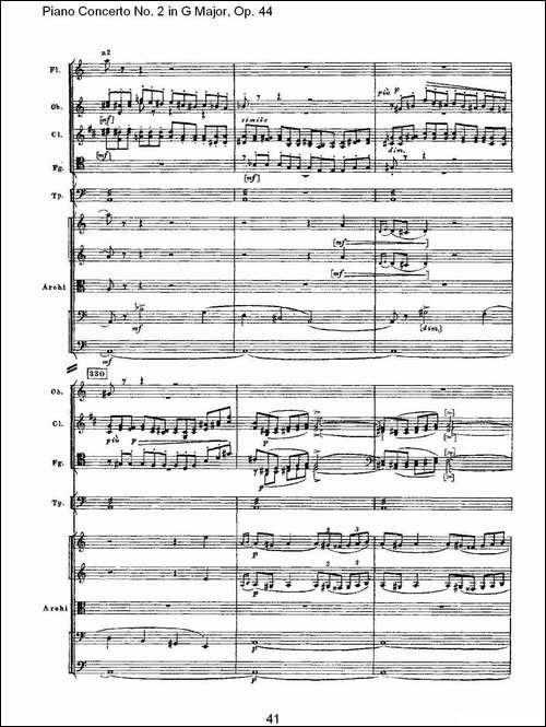 G大调第二钢琴协奏曲, Op.44第一乐章-二-钢琴谱