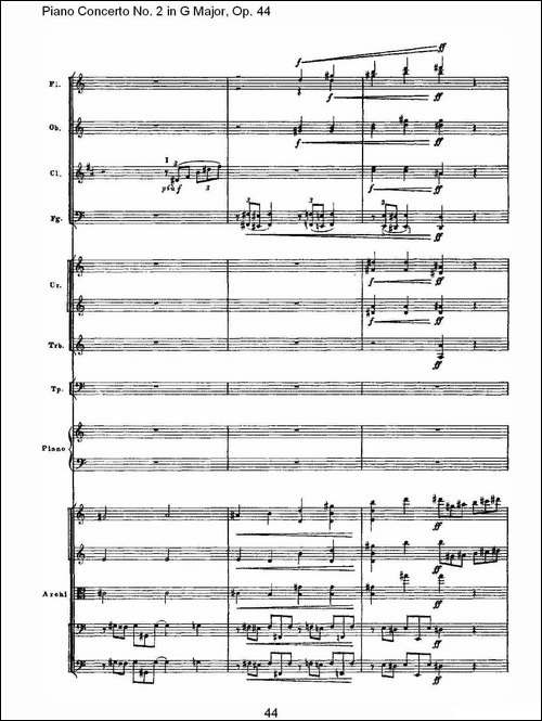 G大调第二钢琴协奏曲, Op.44第一乐章-二-钢琴谱
