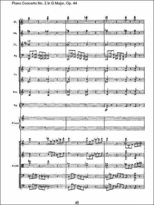 G大调第二钢琴协奏曲, Op.44第一乐章-二-钢琴谱