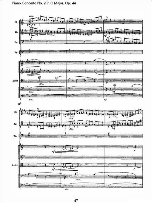 G大调第二钢琴协奏曲, Op.44第一乐章-二-钢琴谱
