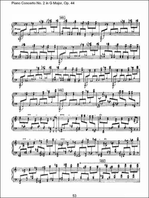 G大调第二钢琴协奏曲, Op.44第一乐章-二-钢琴谱