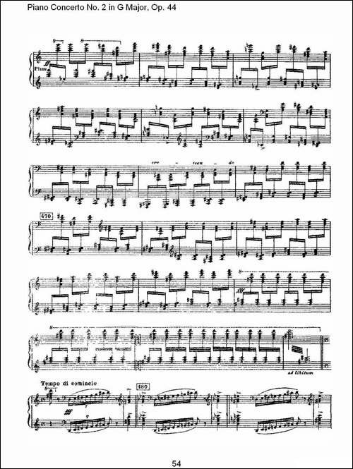 G大调第二钢琴协奏曲, Op.44第一乐章-二-钢琴谱
