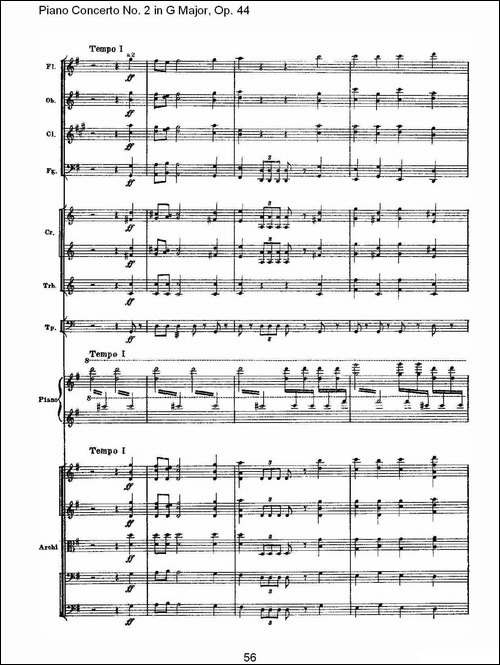 G大调第二钢琴协奏曲, Op.44第一乐章-二-钢琴谱