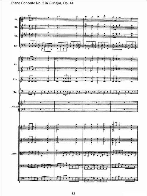 G大调第二钢琴协奏曲, Op.44第一乐章-二-钢琴谱