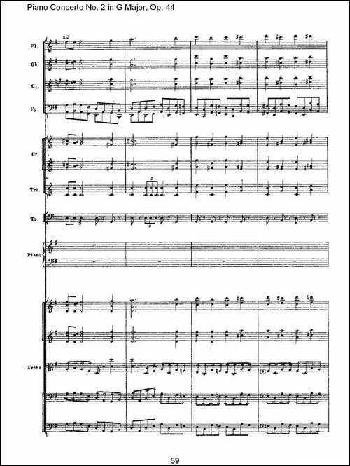G大调第二钢琴协奏曲, Op.44第一乐章-二-钢琴谱