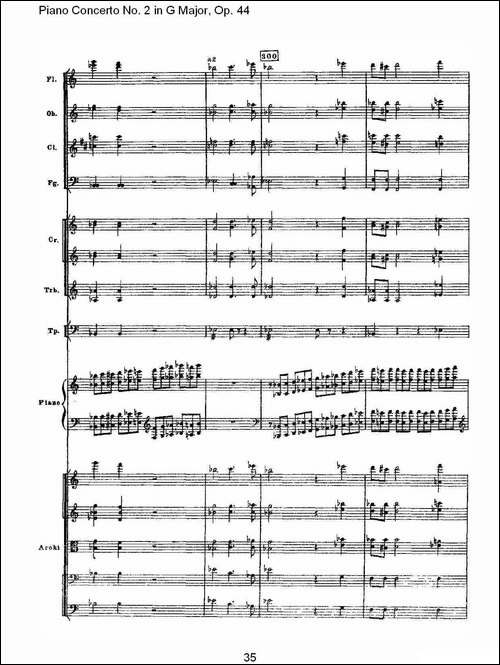 G大调第二钢琴协奏曲, Op.44第一乐章-二-钢琴谱