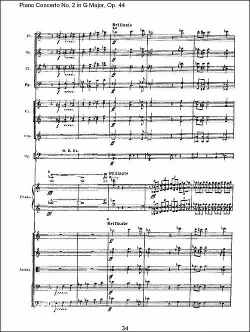 G大调第二钢琴协奏曲, Op.44第一乐章-二-钢琴谱