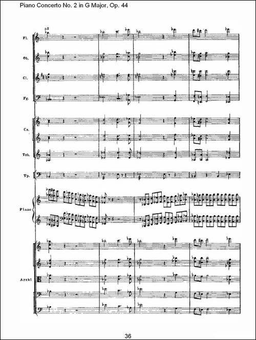 G大调第二钢琴协奏曲, Op.44第一乐章-二-钢琴谱