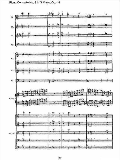 G大调第二钢琴协奏曲, Op.44第一乐章-二-钢琴谱