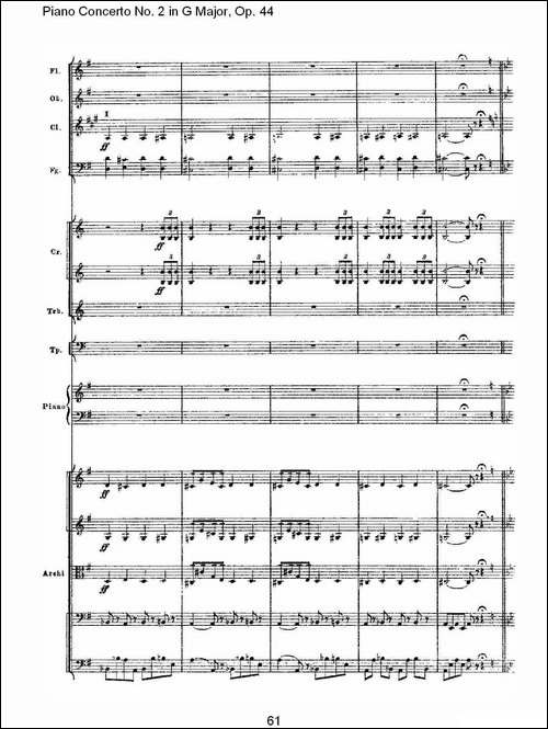 G大调第二钢琴协奏曲, Op.44第一乐章-三-钢琴谱