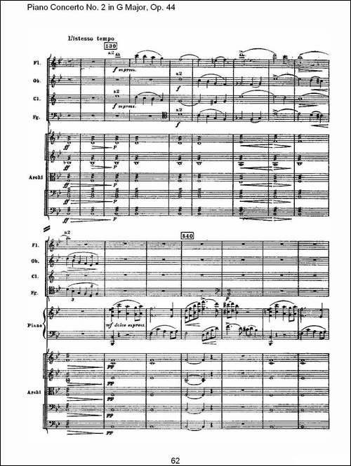 G大调第二钢琴协奏曲, Op.44第一乐章-三-钢琴谱