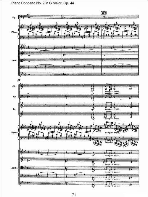 G大调第二钢琴协奏曲, Op.44第一乐章-三-钢琴谱