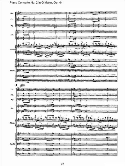 G大调第二钢琴协奏曲, Op.44第一乐章-三-钢琴谱