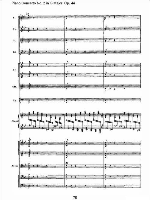 G大调第二钢琴协奏曲, Op.44第一乐章-三-钢琴谱