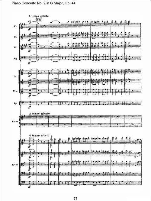 G大调第二钢琴协奏曲, Op.44第一乐章-三-钢琴谱