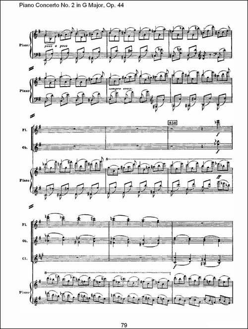 G大调第二钢琴协奏曲, Op.44第一乐章-三-钢琴谱