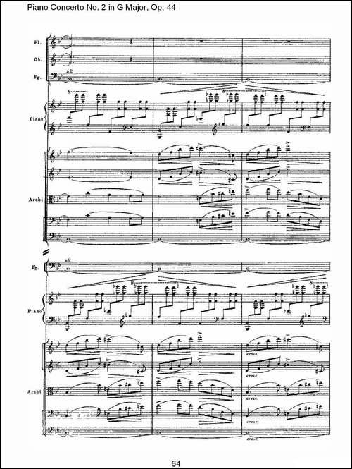 G大调第二钢琴协奏曲, Op.44第一乐章-三-钢琴谱