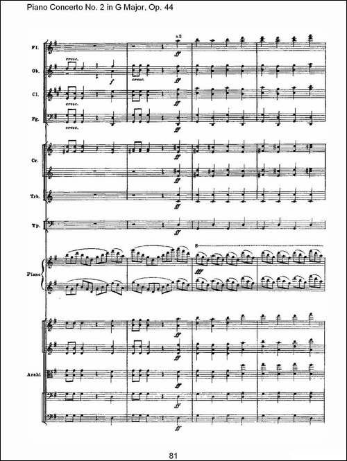 G大调第二钢琴协奏曲, Op.44第一乐章-三-钢琴谱