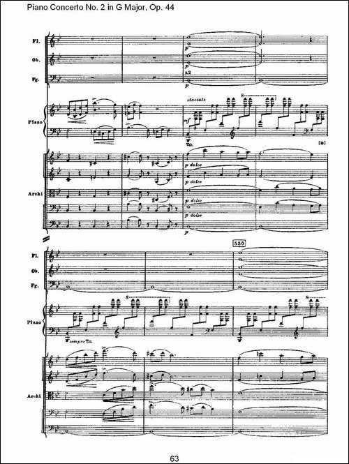 G大调第二钢琴协奏曲, Op.44第一乐章-三-钢琴谱