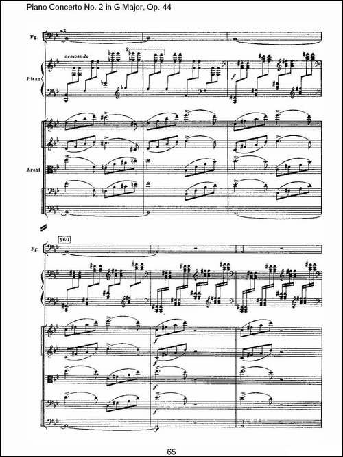 G大调第二钢琴协奏曲, Op.44第一乐章-三-钢琴谱