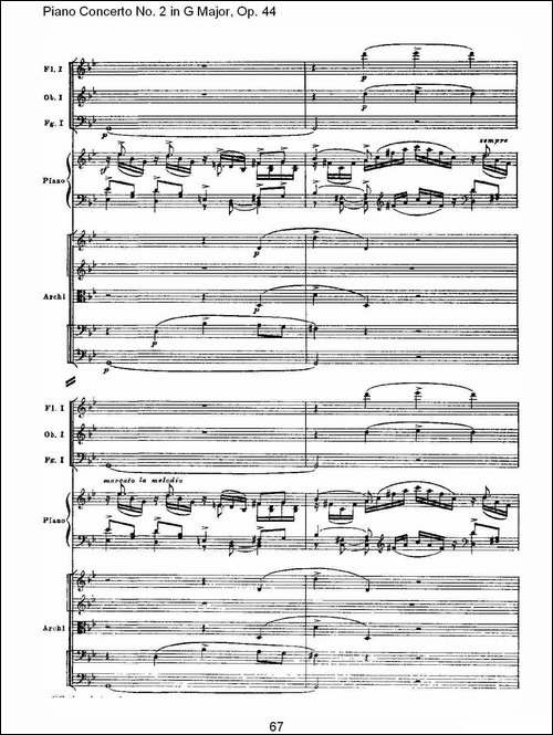 G大调第二钢琴协奏曲, Op.44第一乐章-三-钢琴谱