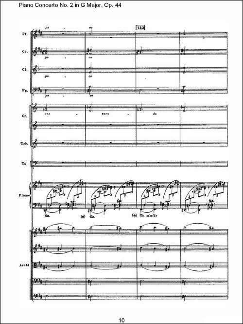 G大调第二钢琴协奏曲, Op.44第二乐章-钢琴谱