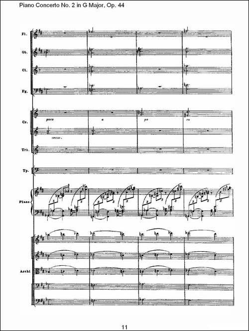 G大调第二钢琴协奏曲, Op.44第二乐章-钢琴谱