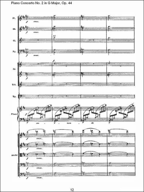 G大调第二钢琴协奏曲, Op.44第二乐章-钢琴谱
