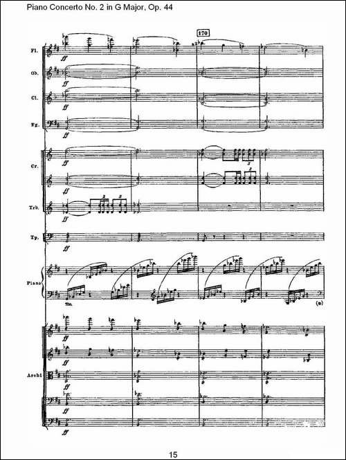 G大调第二钢琴协奏曲, Op.44第二乐章-钢琴谱