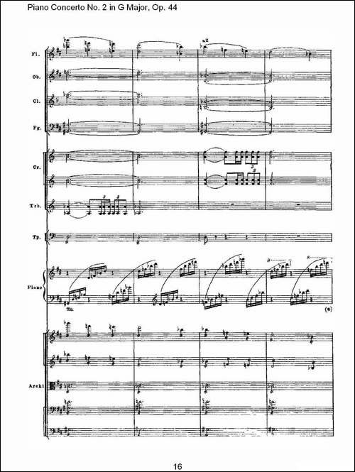 G大调第二钢琴协奏曲, Op.44第二乐章-钢琴谱