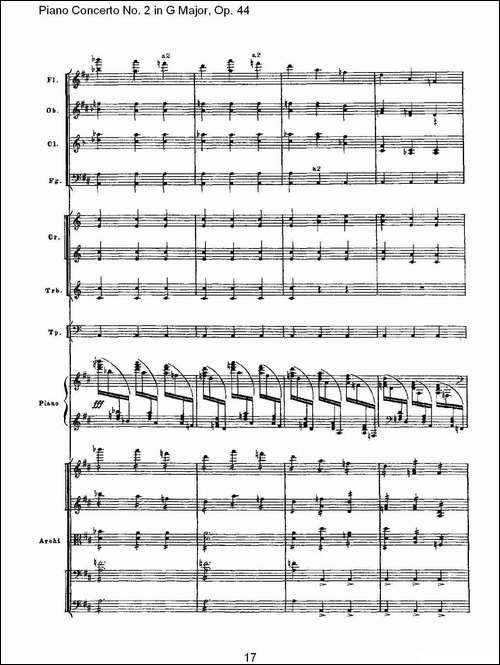 G大调第二钢琴协奏曲, Op.44第二乐章-钢琴谱