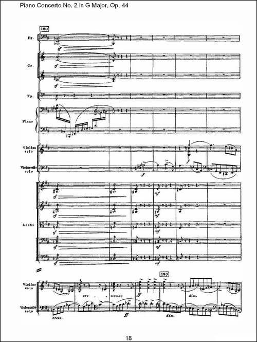 G大调第二钢琴协奏曲, Op.44第二乐章-钢琴谱