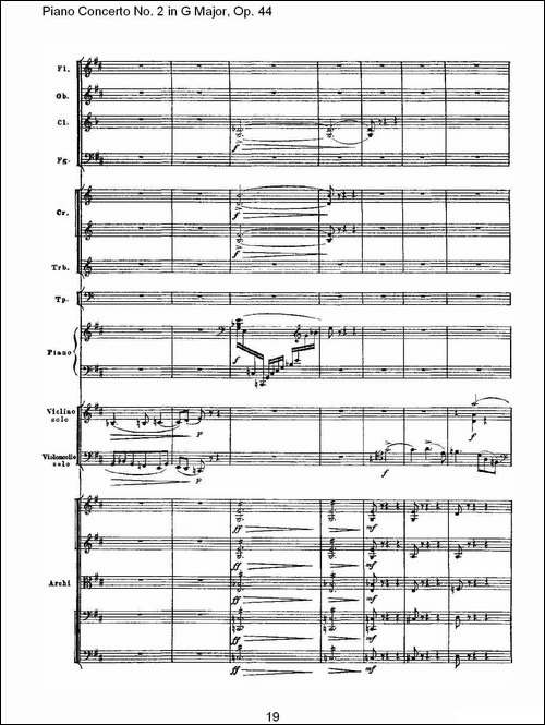 G大调第二钢琴协奏曲, Op.44第二乐章-钢琴谱
