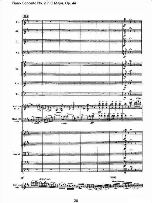 G大调第二钢琴协奏曲, Op.44第二乐章-钢琴谱