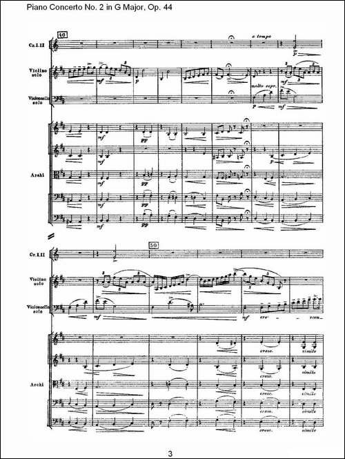 G大调第二钢琴协奏曲, Op.44第二乐章-钢琴谱