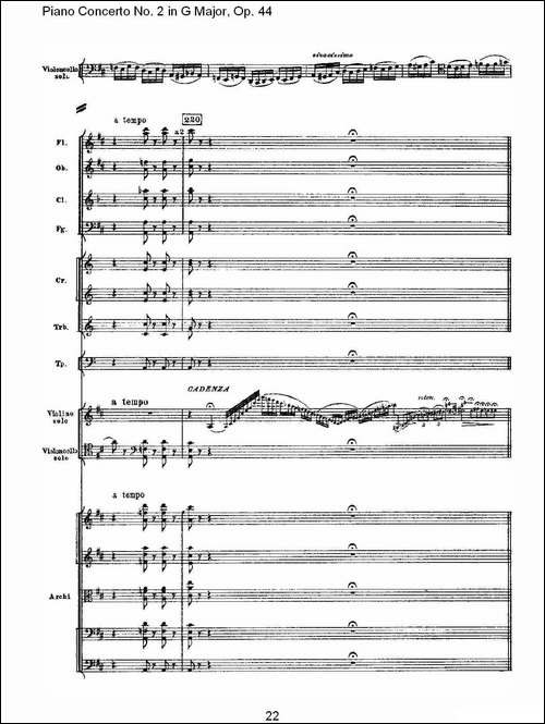 G大调第二钢琴协奏曲, Op.44第二乐章-钢琴谱