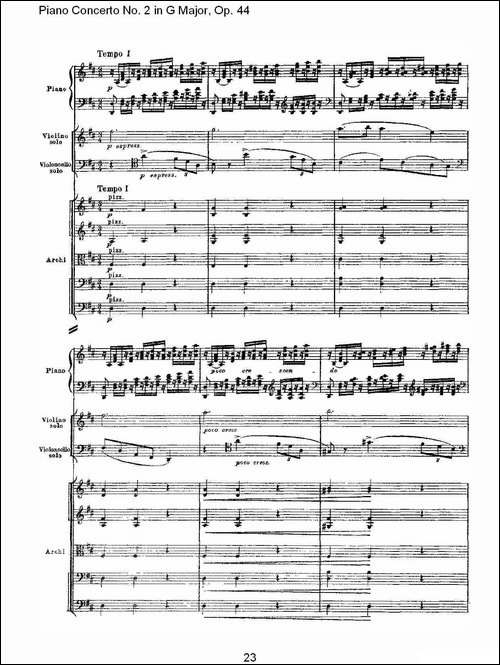 G大调第二钢琴协奏曲, Op.44第二乐章-钢琴谱