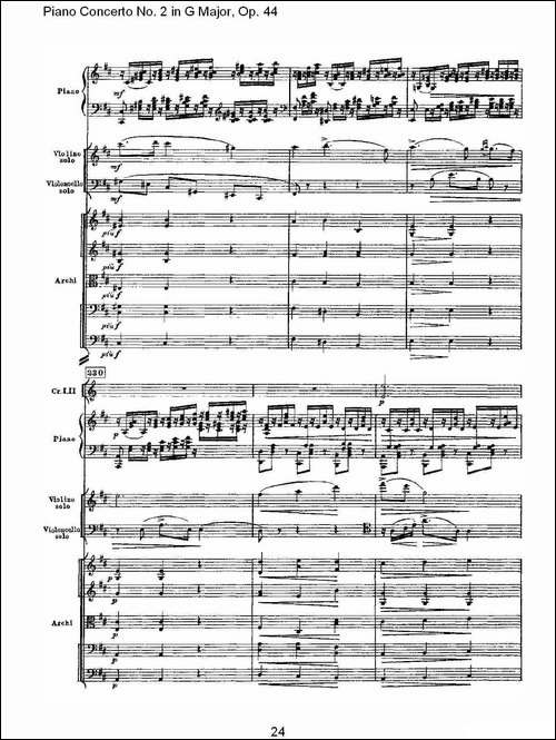 G大调第二钢琴协奏曲, Op.44第二乐章-钢琴谱