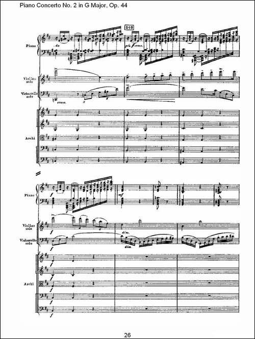 G大调第二钢琴协奏曲, Op.44第二乐章-钢琴谱