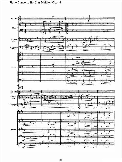 G大调第二钢琴协奏曲, Op.44第二乐章-钢琴谱